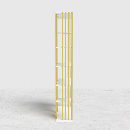 HMR Modern Etagere Bookshelf with 6-Shelf - White/Gold