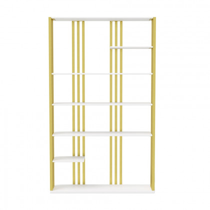 HMR Modern Etagere Bookshelf with 6-Shelf - White/Gold
