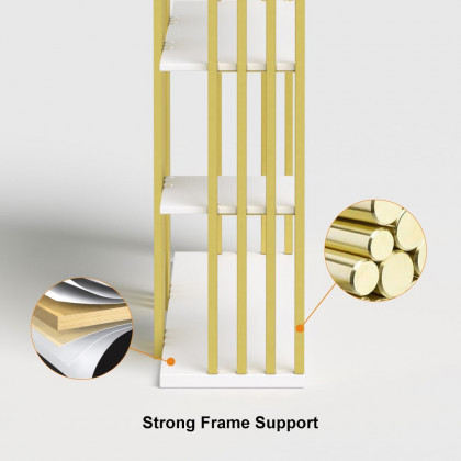 HMR Modern Etagere Bookshelf with 6-Shelf - White/Gold