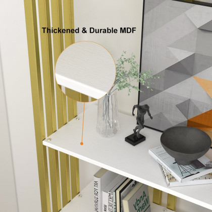 HMR Modern Etagere Bookshelf with 6-Shelf - White/Gold