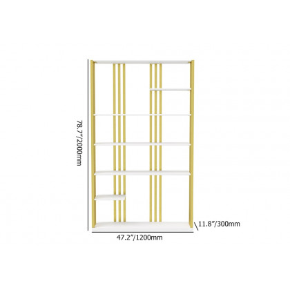 HMR Modern Etagere Bookshelf with 6-Shelf - White/Gold