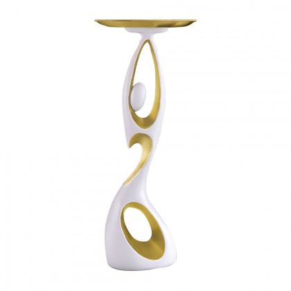 HMR - Art Figurine Resin Gold Side Table with Tray Top