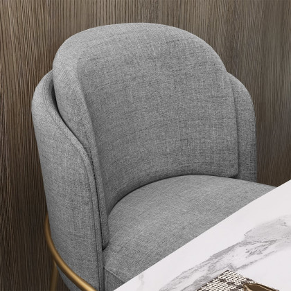 HMR Linenic Series Modern Dining Chairs with Linen Upholstery - Gray/Gold, Single