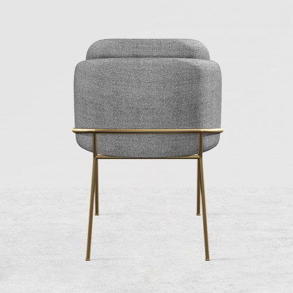 HMR Linenic Series Modern Dining Chairs with Linen Upholstery - Gray/Gold, Single