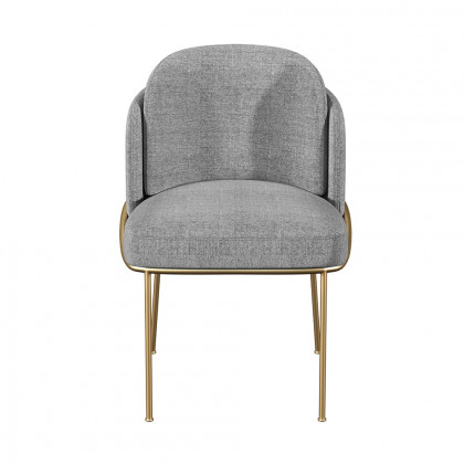 HMR Linenic Series Modern Dining Chairs with Linen Upholstery - Gray/Gold, Single