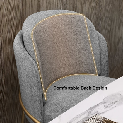 HMR Linenic Series Modern Dining Chairs with Linen Upholstery - Gray/Gold, Single