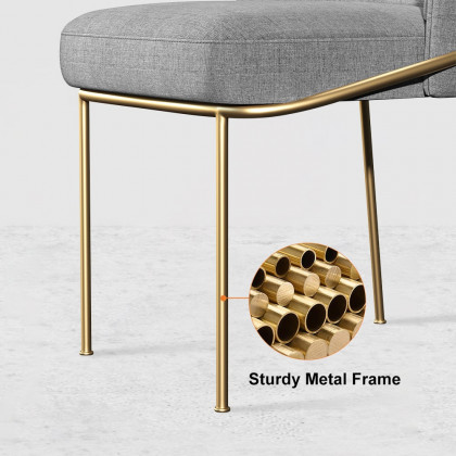 HMR Linenic Series Modern Dining Chairs with Linen Upholstery - Gray/Gold, Single