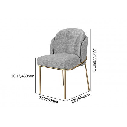 HMR Linenic Series Modern Dining Chairs with Linen Upholstery - Gray/Gold, Single