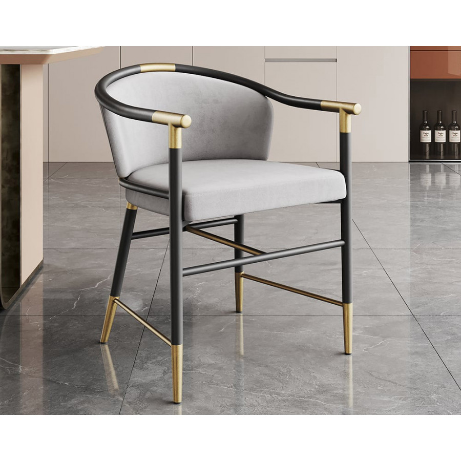 HMR Craines Series Modern Dining Chairs with Velvet Upholstery - Gray, Set of 2