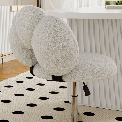 HMR - Modern Adjustable Swivel Lamb Wool Dining Room Chairs with Upholstery White