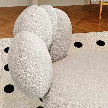 HMR - Modern Adjustable Swivel Lamb Wool Dining Room Chairs with Upholstery White