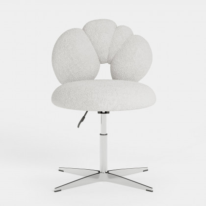 HMR - Modern Adjustable Swivel Lamb Wool Dining Room Chairs with Upholstery White