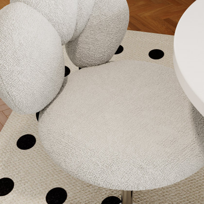 HMR - Modern Adjustable Swivel Lamb Wool Dining Room Chairs with Upholstery White