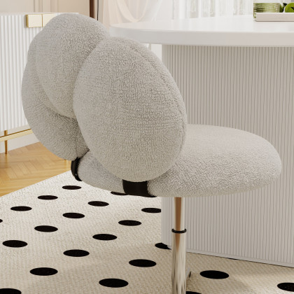 HMR - Modern Adjustable Swivel Lamb Wool Dining Room Chairs with Upholstery White