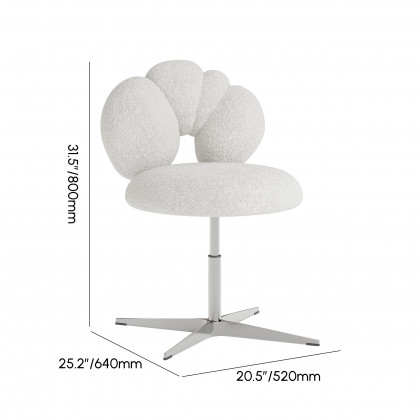 HMR - Modern Adjustable Swivel Lamb Wool Dining Room Chairs with Upholstery White