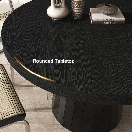 HMR 39"-55" Japandi Style Oval & Round Extendable Wood Dining Table (Seats 4-6 People) - Black