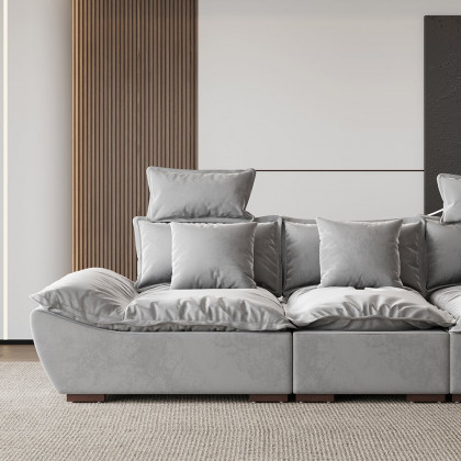 HMR 109.4" Modern Leath-Aire 3 Seater Deep Sofa with Adjustable Backrest Sailboat - Gray