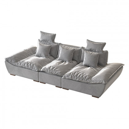 HMR 109.4" Modern Leath-Aire 3 Seater Deep Sofa with Adjustable Backrest Sailboat - Gray