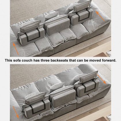 HMR 109.4" Modern Leath-Aire 3 Seater Deep Sofa with Adjustable Backrest Sailboat - Gray