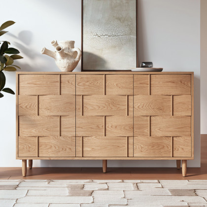 HMR - 60"W Sideboard Kitchen Buffet Table with 3 Doors & 2 Shelves