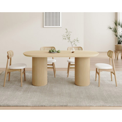 HMR Japandi Style Oval Wood Dining Table - Natural 78.7" (Seats 6-8 People)
