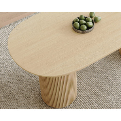 HMR Japandi Style Oval Wood Dining Table - Natural 78.7" (Seats 6-8 People)
