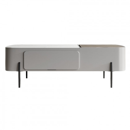 HMR - Galure Modern Light Gray Faux Marble Leather Lift Top Coffee Table with Storage
