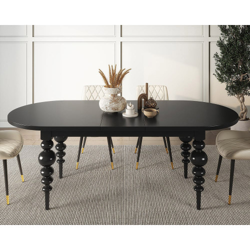 HMR Dining Set 67"-79" Extendable Dining Table - Black, Style A, With 4 Chairs