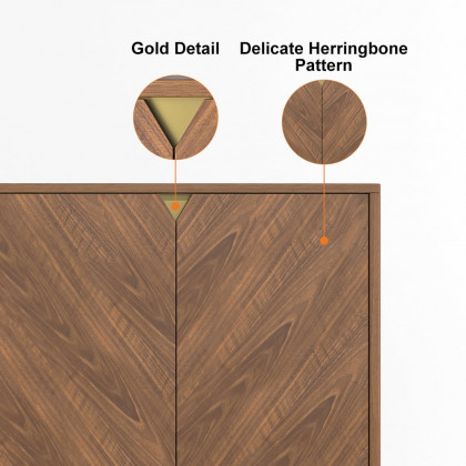 HMR - Capet Mid-Century 63" Walnut Sideboard Buffet 4-Door Kitchen Cabinet Adjustable Shelves