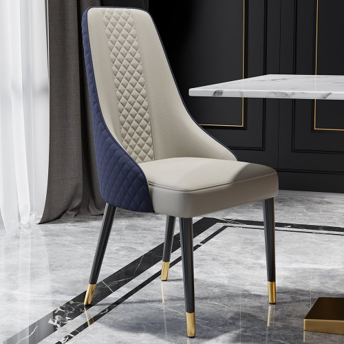 HMR Diamic Series Modern Faux Leather Dining Chairs with Upholstery - Blue, 2-Pieces