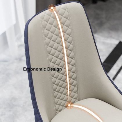 HMR Diamic Series Modern Faux Leather Dining Chairs with Upholstery - Blue, 2-Pieces