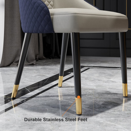 HMR Diamic Series Modern Faux Leather Dining Chairs with Upholstery - Blue, 2-Pieces