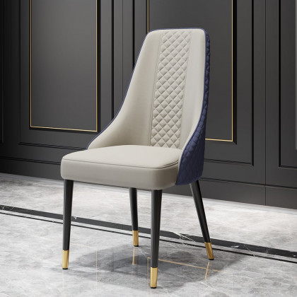 HMR Diamic Series Modern Faux Leather Dining Chairs with Upholstery - Blue, 2-Pieces