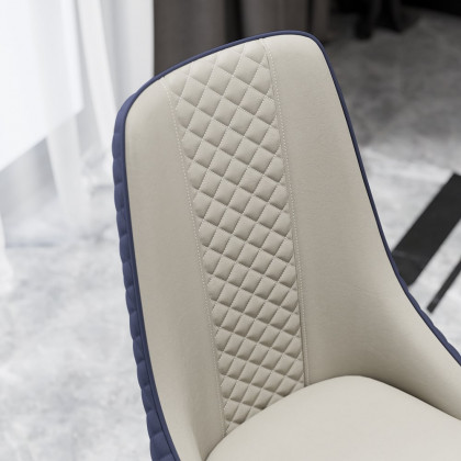HMR Diamic Series Modern Faux Leather Dining Chairs with Upholstery - Blue, 2-Pieces