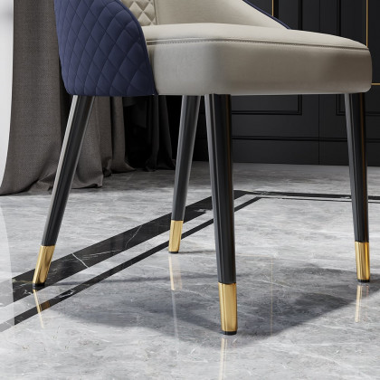 HMR Diamic Series Modern Faux Leather Dining Chairs with Upholstery - Blue, 2-Pieces