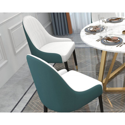 HMR Darg Series Modern PU Leather Upholstery Dining Chairs - Off-White, Set of 6