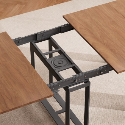 HMR - 20"-118" Country Rectangle Folding Rubber Wood Dining Table Walnut Seats 10-12