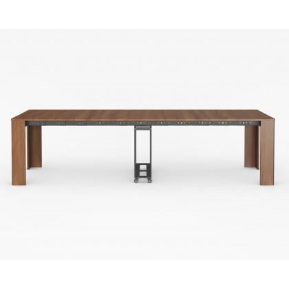 HMR - 20"-118" Country Rectangle Folding Rubber Wood Dining Table Walnut Seats 10-12