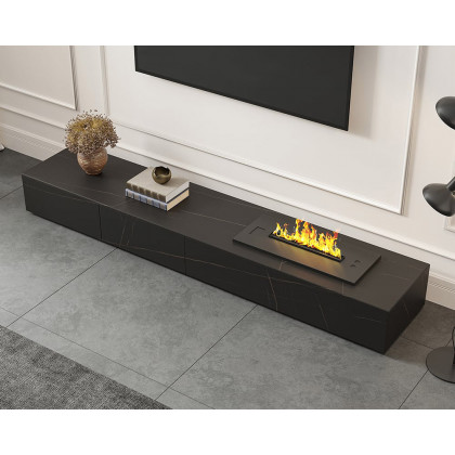 HMR Sintered Stone Electric Fireplace Humidifier TV Stand - Black, 79"