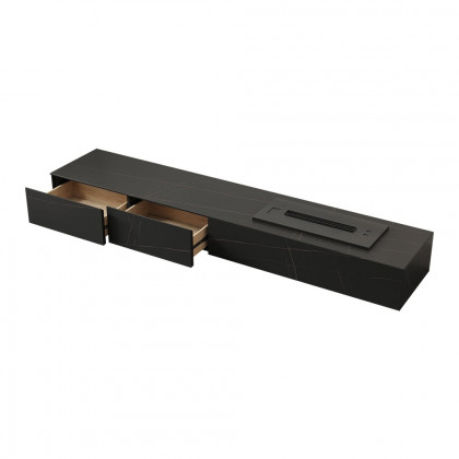 HMR Sintered Stone Electric Fireplace Humidifier TV Stand - Black, 79"