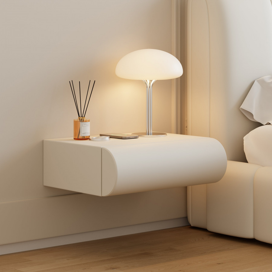 HMR Humply Modern Leather Smart Nightstand with Wireless Charger Drawers - White, 1-Drawer, Single