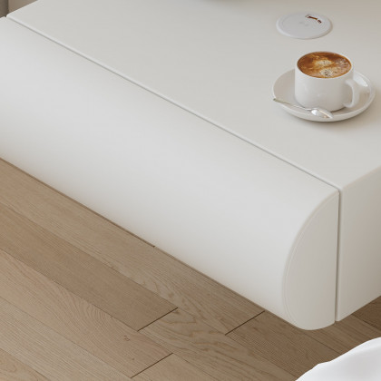 HMR Humply Modern Leather Smart Nightstand with Wireless Charger Drawers - White, 1-Drawer, Single