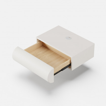 HMR Humply Modern Leather Smart Nightstand with Wireless Charger Drawers - White, 1-Drawer, Single