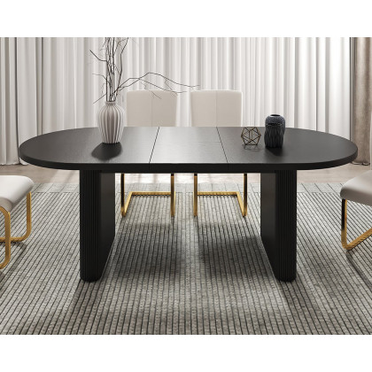 HMR Japandi Oval Extendable Dining Table - Black, 79"-94" (seats 6-10)