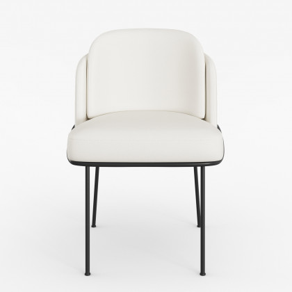 HMR Linenic Series Modern Dining Chairs with Linen Upholstery - White/Black, Set of 4