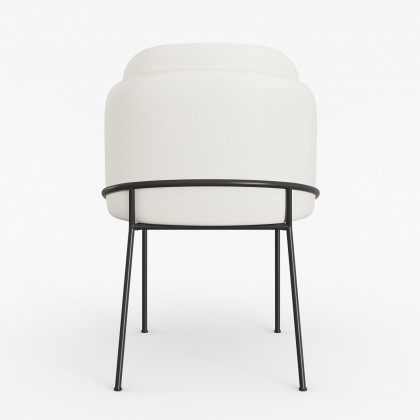 HMR Linenic Series Modern Dining Chairs with Linen Upholstery - White/Black, Set of 4