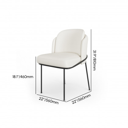 HMR Linenic Series Modern Dining Chairs with Linen Upholstery - White/Black, Set of 4