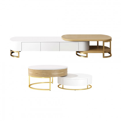 HMR - Nesnesis Extendable TV Stand & Lift-top Coffee Table Set