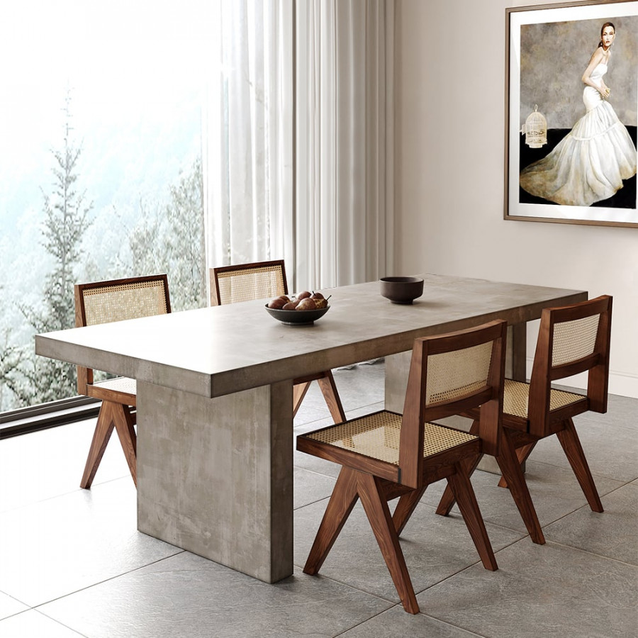 HMR Upoak Series Farmhouse Rectangle Wood Dining Table - Gray, 63"L x 27.6"W x 29.5"H