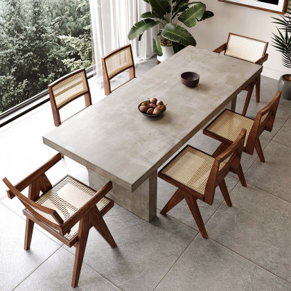 HMR Upoak Series Farmhouse Rectangle Wood Dining Table - Gray, 63"L x 27.6"W x 29.5"H